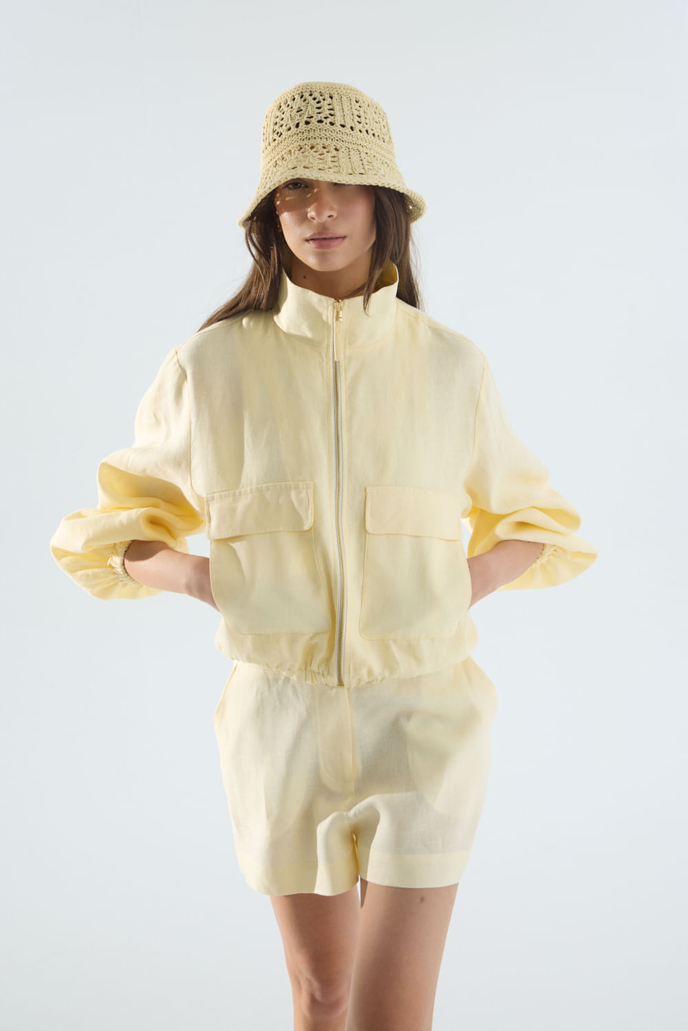 Chaqueta bomber lino roses de Portsaidsaa
