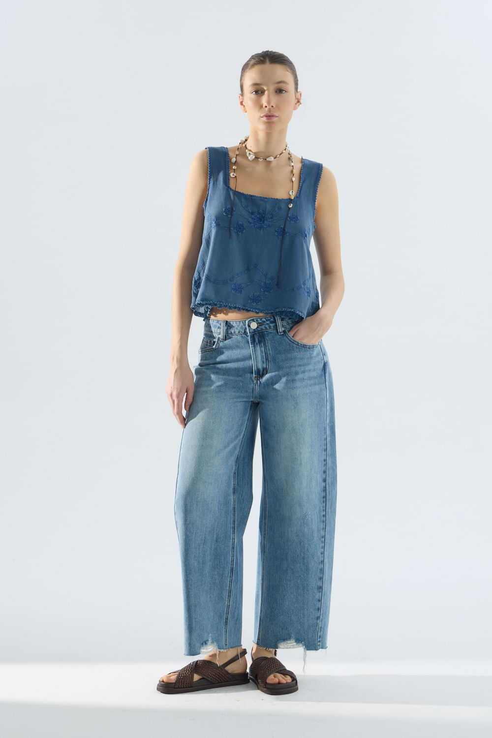 Top garment dyed aqua — imagen 3