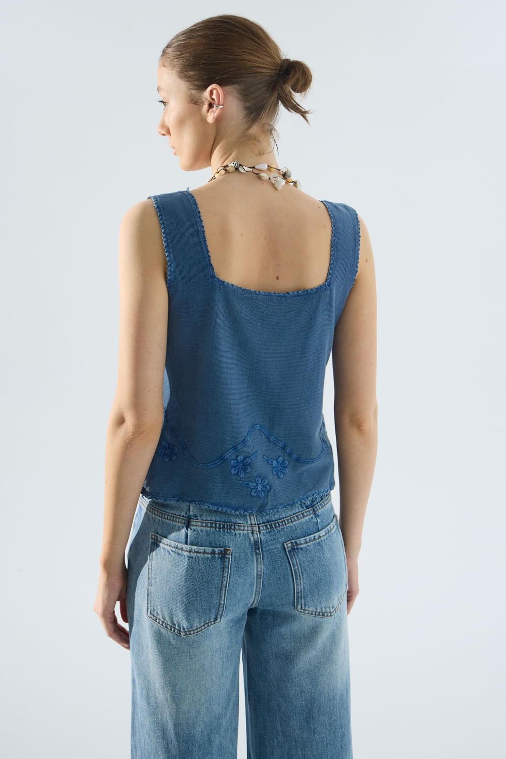 Top garment dyed aqua — imagen 4