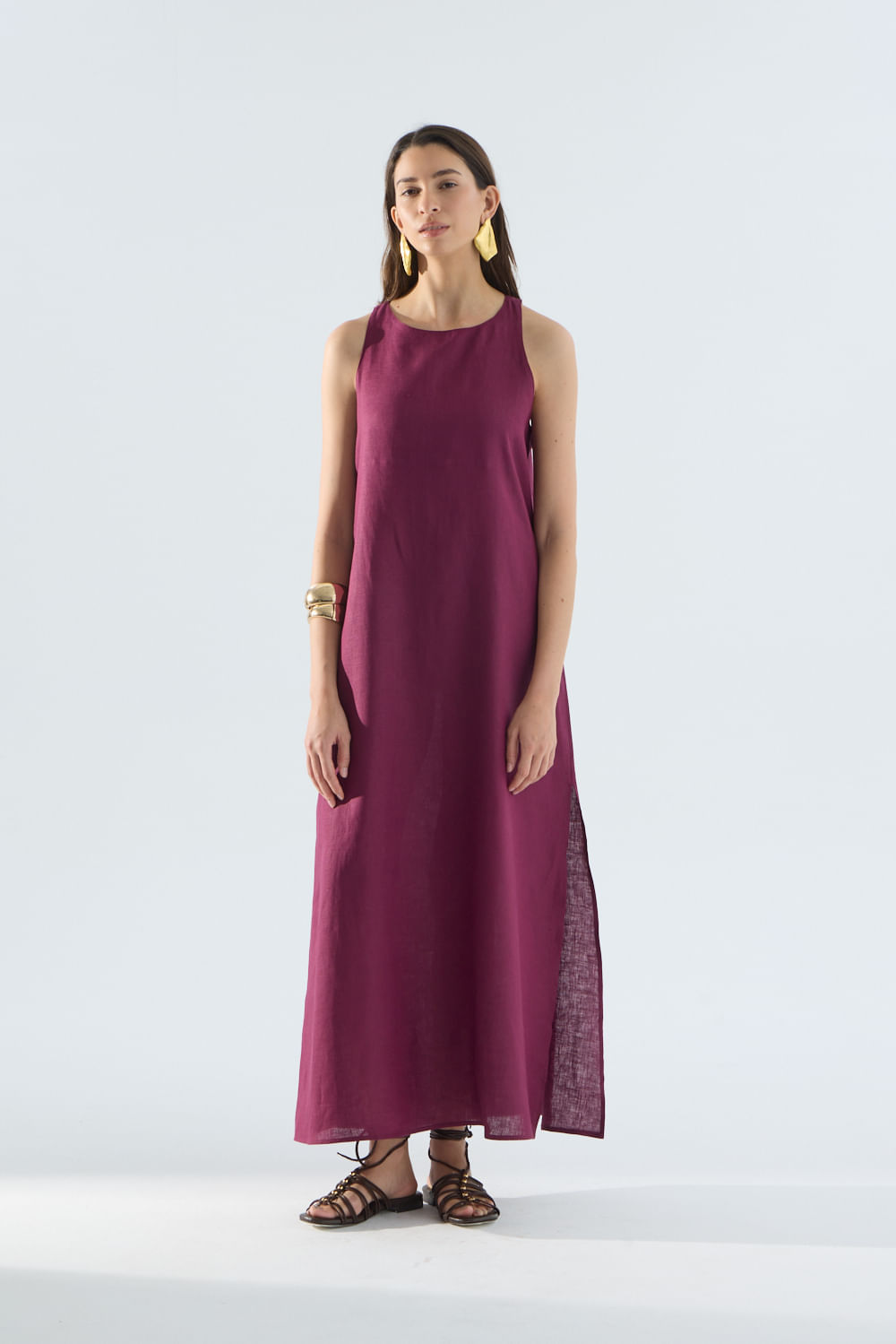 Vestido sin manga Ohnest lino caicos Portsaidsaa — imagen 2