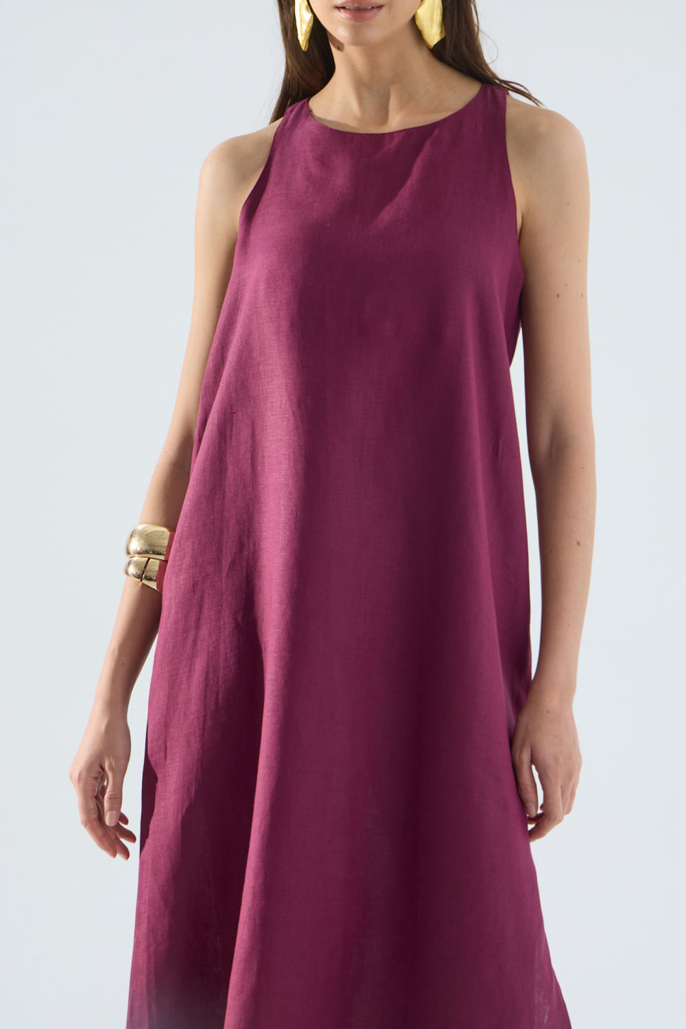 Vestido sin manga Ohnest lino caicos Portsaidsaa — imagen 3