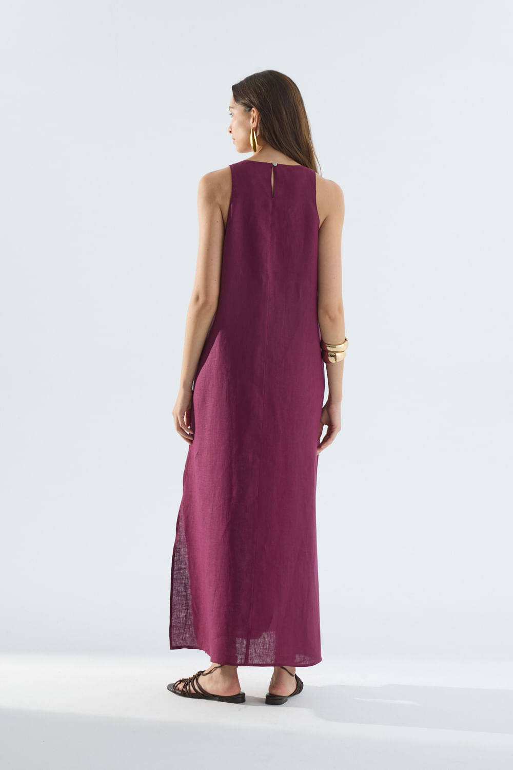Vestido sin manga Ohnest lino caicos Portsaidsaa — imagen 4