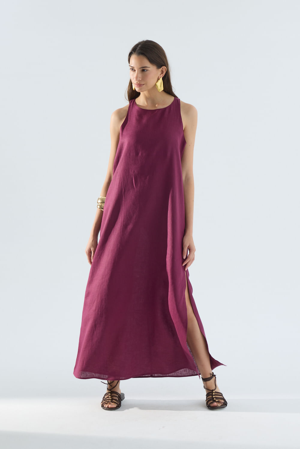Vestido sin manga Ohnest lino caicos Portsaidsaa — imagen 5