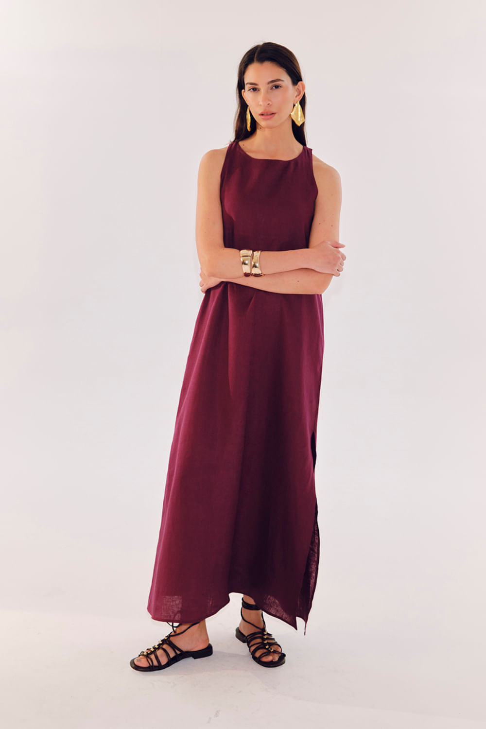 Vestido sin manga Ohnest lino caicos Portsaidsaa — imagen 6